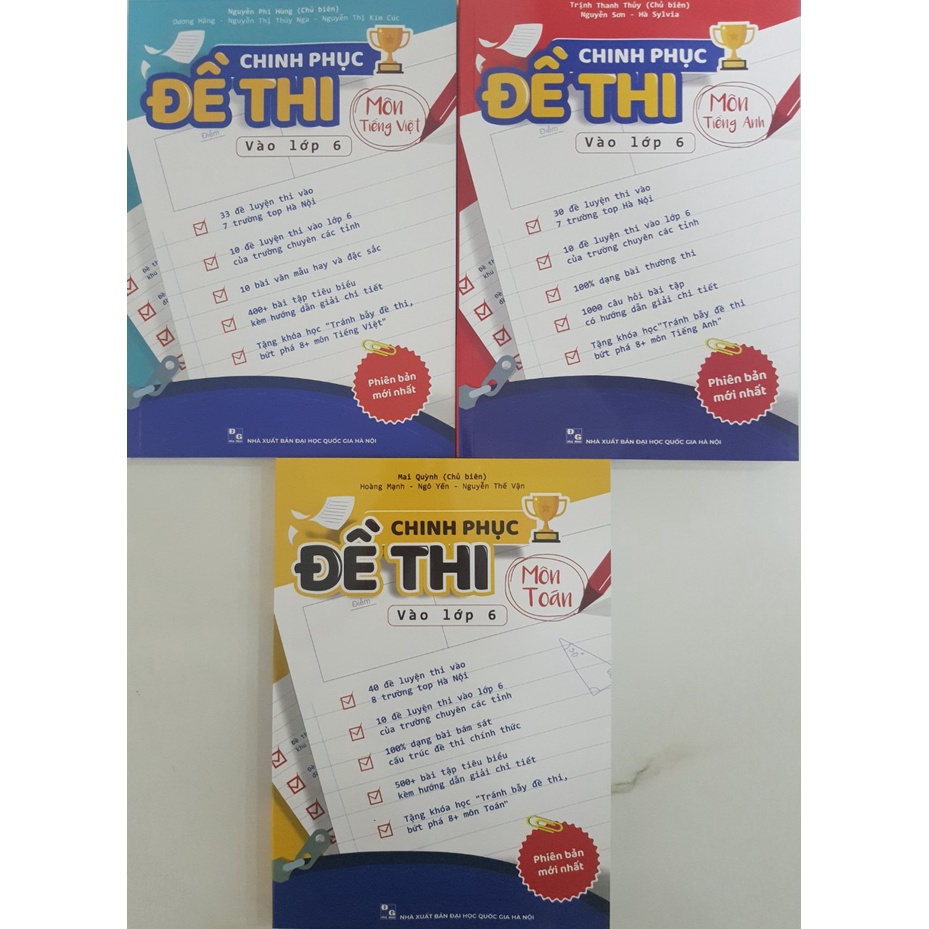 Sách - Combo Chinh phục đề thi vào lớp 6 (Toán - Tiếng Anh - Tiếng Việt)