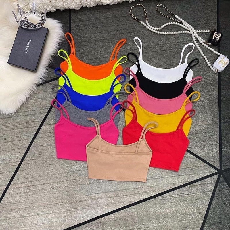 [FREESHIP - HÌNH THẬT] Áo croptop nữ 2 dây nhiều màu chất thun cotton