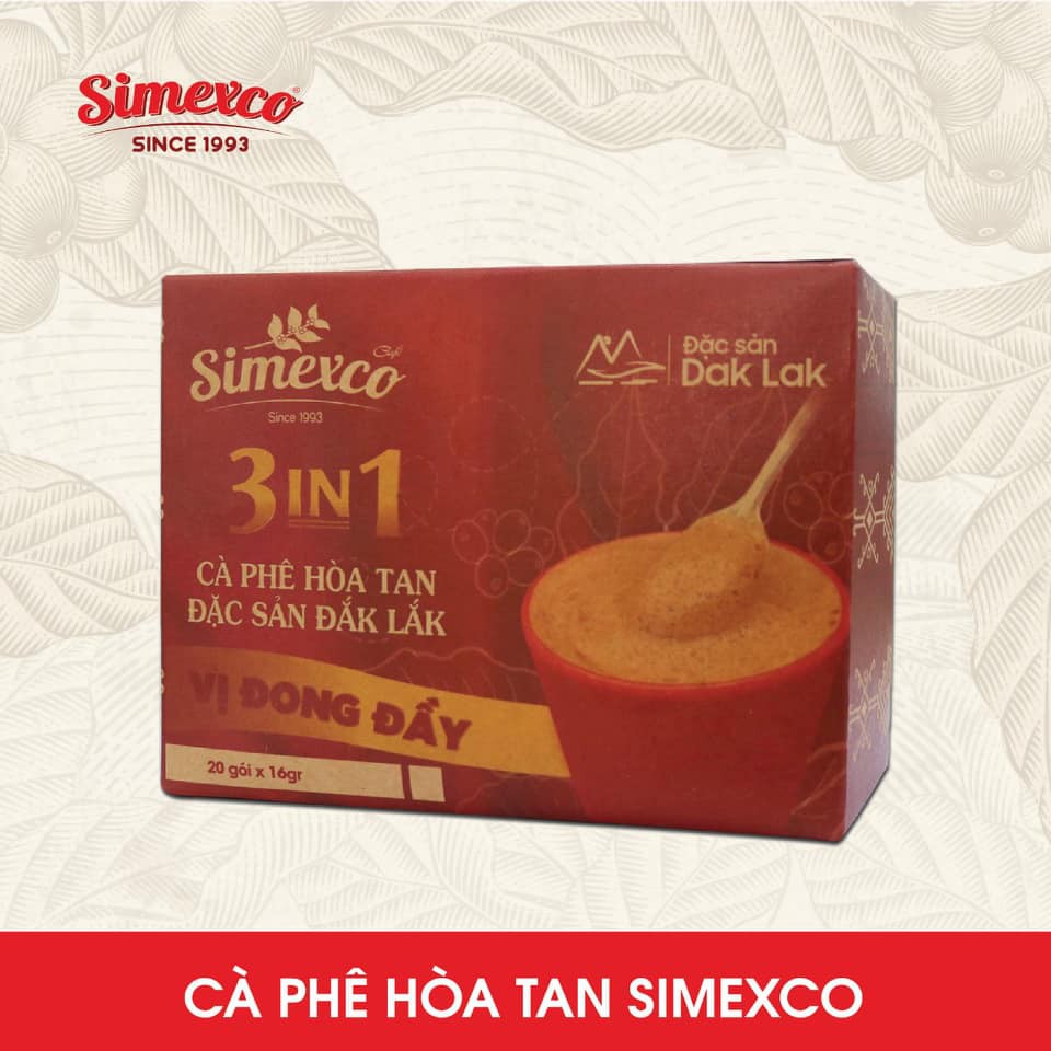 Cà phê hòa tan Simexco 3in1 Cà phê sữa (20 gói x 16gr)