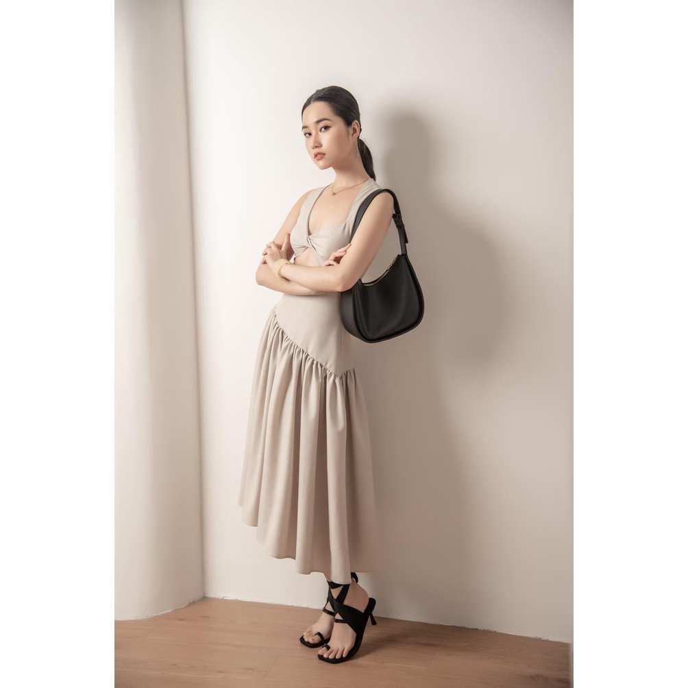 CoNIN - Đầm xếp ly xoắn ngực dáng xéo