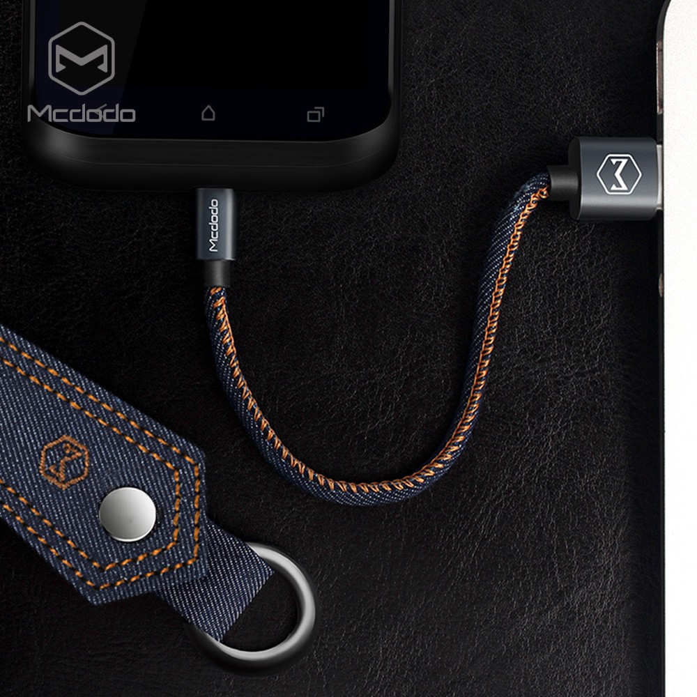 Cáp Sạc Nhanh Mcdodo Micro USB Dạng Móc Khóa Vải Denim 15cm