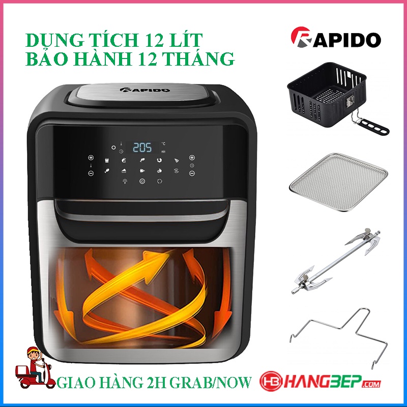 Nồi chiên không dầu RAPIDO RAF-12D (Điều khiển điện tử)