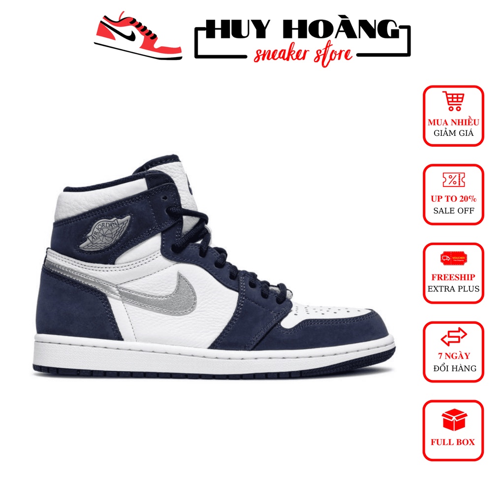 Giày 𝐉𝐨𝐫𝐝𝐚𝐧 Cổ Cao JD1 High, Giày Thể Thao Nam Nữ Sneaker 𝐉𝐨𝐫𝐝𝐚𝐧 Xanh Navi Cao Cổ  Nam Nữ Chuẩn 11