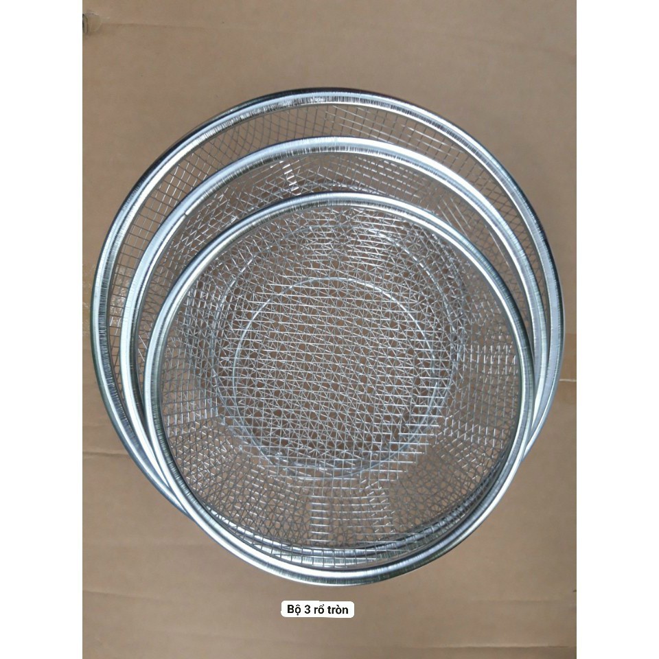 Combo 3 rổ inox có lỗ cao cấp Tabihome, hàng đẹp