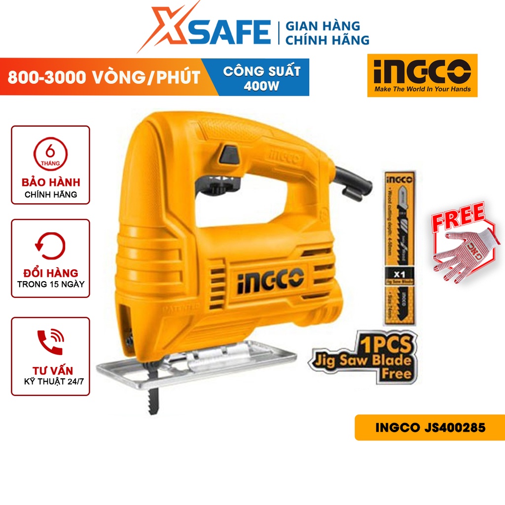 Máy cưa lọng INGCO JS400285 400W kèm 1 lưỡi cưa hoạt động mạnh mẽ, hiệu suất cao,dễ điều khiển