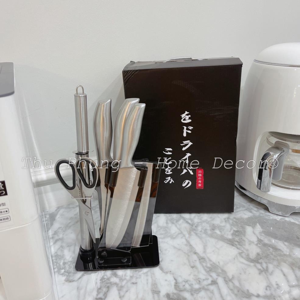 BỘ DAO NHẬT 5 MÓN KÈM ĐẾ ĐỂ DAO HÀNG CHUẨN BILL DÀNH CHO CHỊ EM NỘI TRỢ