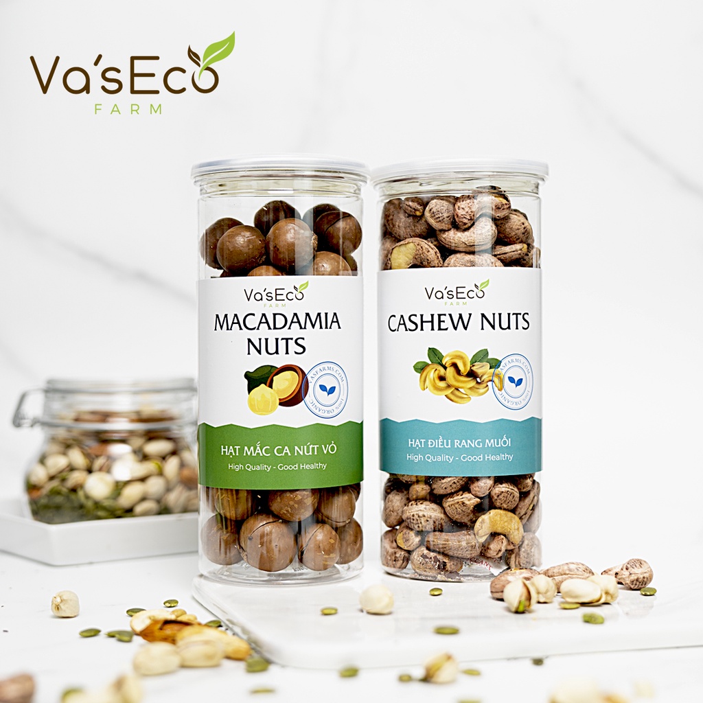 Combo hạt mắc ca 500g + hạt điều 500g Va'sEco Farm