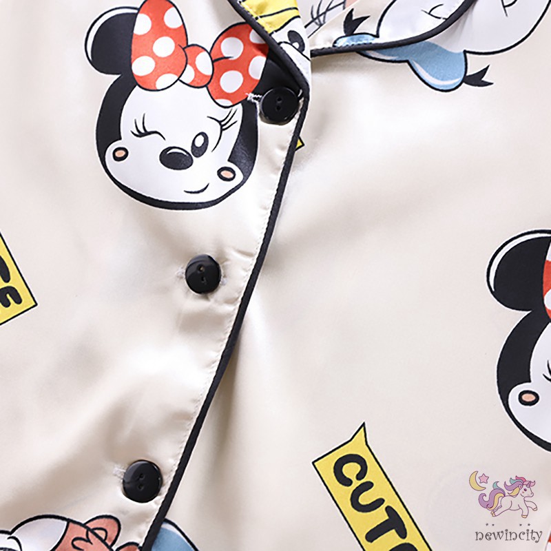 Bộ Đồ Ngủ Ngắn Tay In Họa Tiết Hoạt Hình Dễ Thương Dành Cho Bé Gái