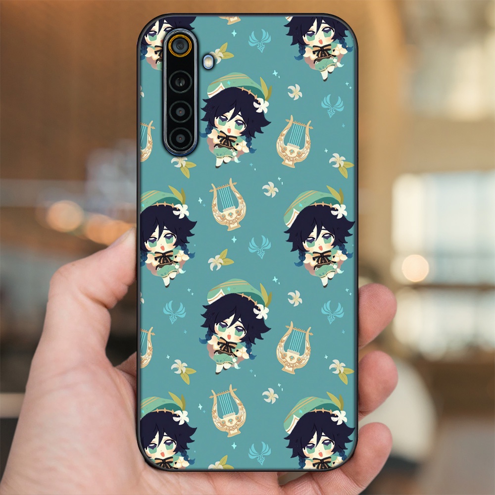 Ốp lưng Realme 6, 6 Pro viền đen in hình Venti Genshin Impact