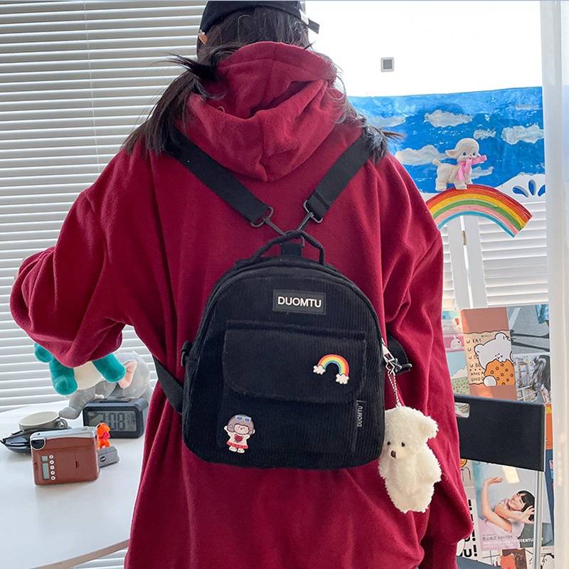 Balo Nữ Đeo Vai Nhiều Ngăn Túi Vải Nhỏ Vải Nhung Du Lịch 4 Màu