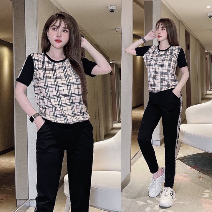 Bộ đồ thể thao nữ phối cam trắng TT398