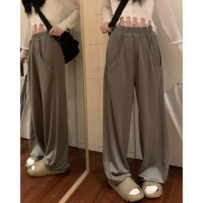 Quần Thể Thao Ống Rộng Lưng Cao Phong Cách Hàn Quốc Cho Nữ