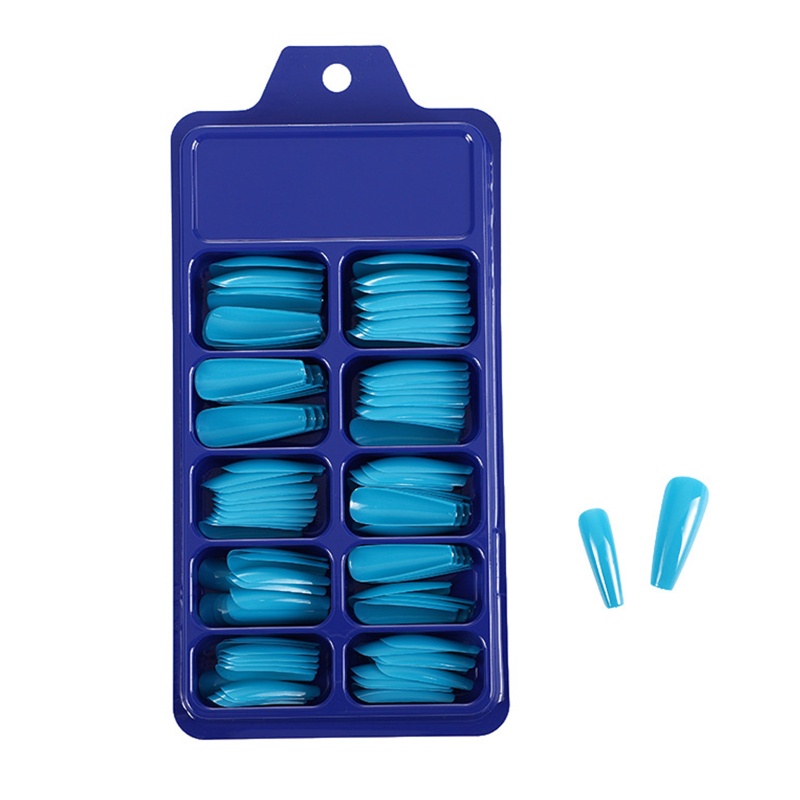 [Hàng mới về] Bộ 100 móng tay giả dáng dài vuông màu kẹo trơn che phủ toàn móng