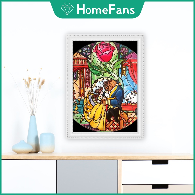 Tranh Đính Đá 5D Tự Làm Hình Công Chúa Disney Và Hoàng Tử 30x40cm/40x50cm Trang Trí Nhà Cửa