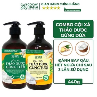 Combo gội + xả cặp dầu gội Thảo dược Gừng Dừa Hữu cơ cocayhoala 440ml