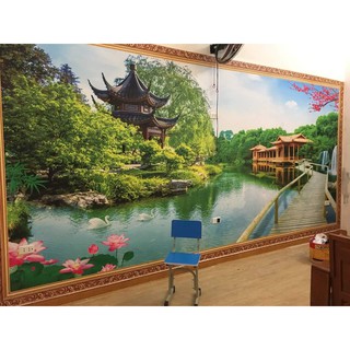 Tranh dán tường 3D Hoa sen S004