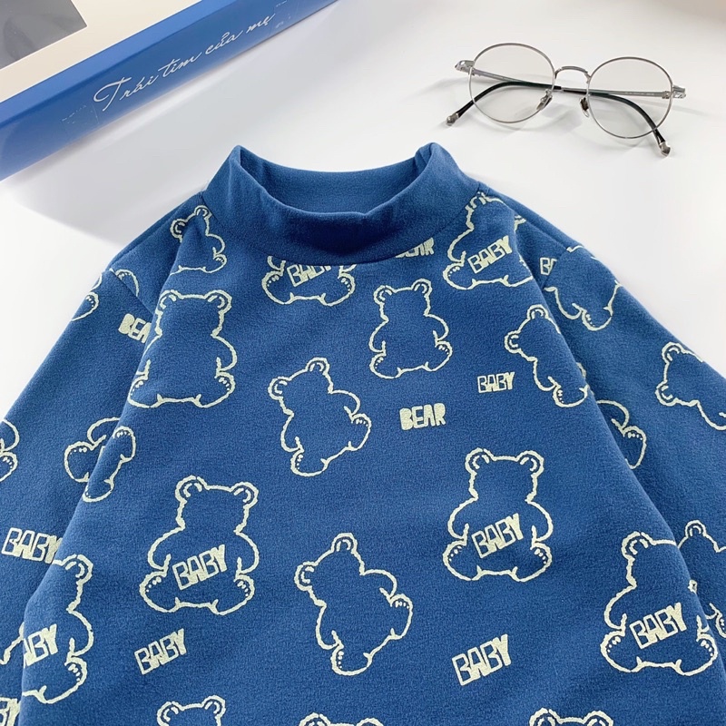 Áo giữ nhiệt cổ cao cho bé 3-8 tuổi chất cotton nỉ mềm ấm hàng có sẵn kèm ảnh và video