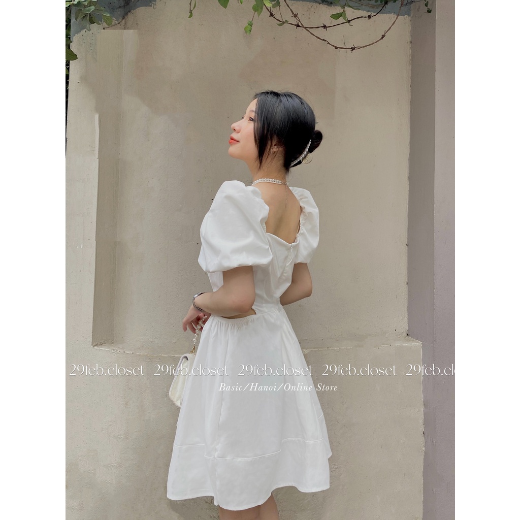 [Ảnh thật/Video] Váy cổ vuông hở eo chất thô mềm - 29feb.closet - V23