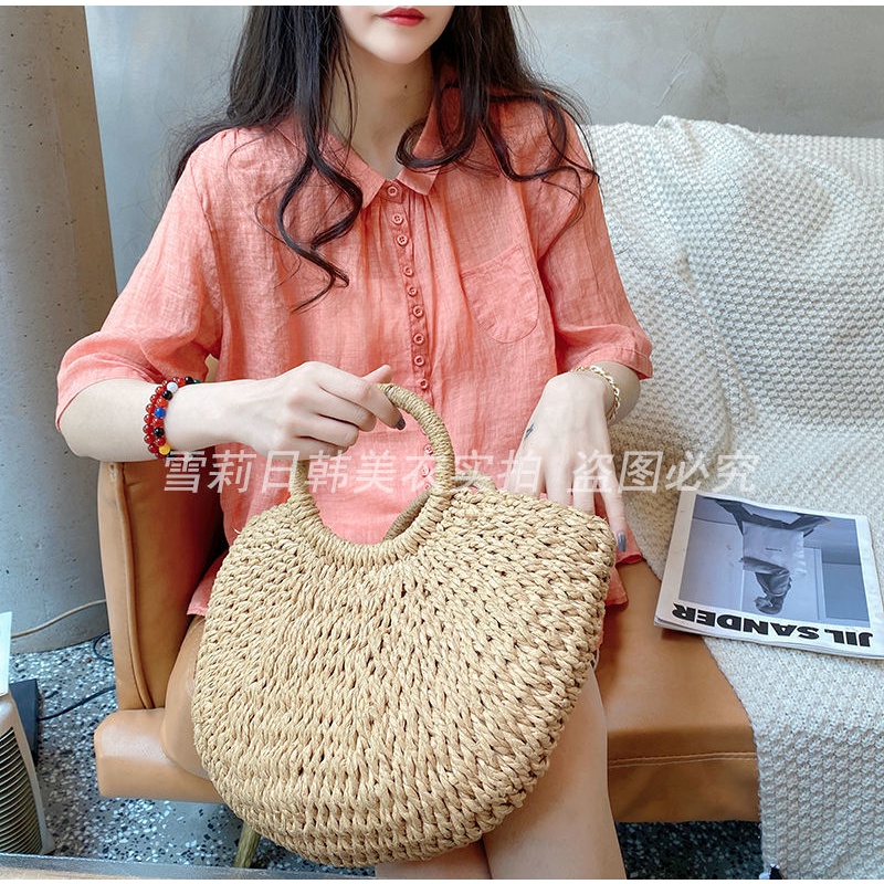 Áo Sơ Mi Dáng Rộng Nhiều Nút Ngọt Ngào Mùa Hè Hàn Quốc Cho Nữ