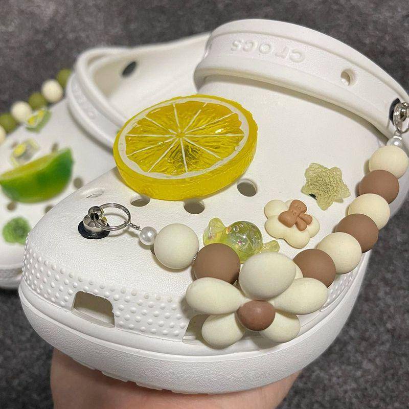 Phụ Kiện Làm Giày Crocs Jibbitz Đính Nút Hình Quả Chanh/Đá/Bí DIY