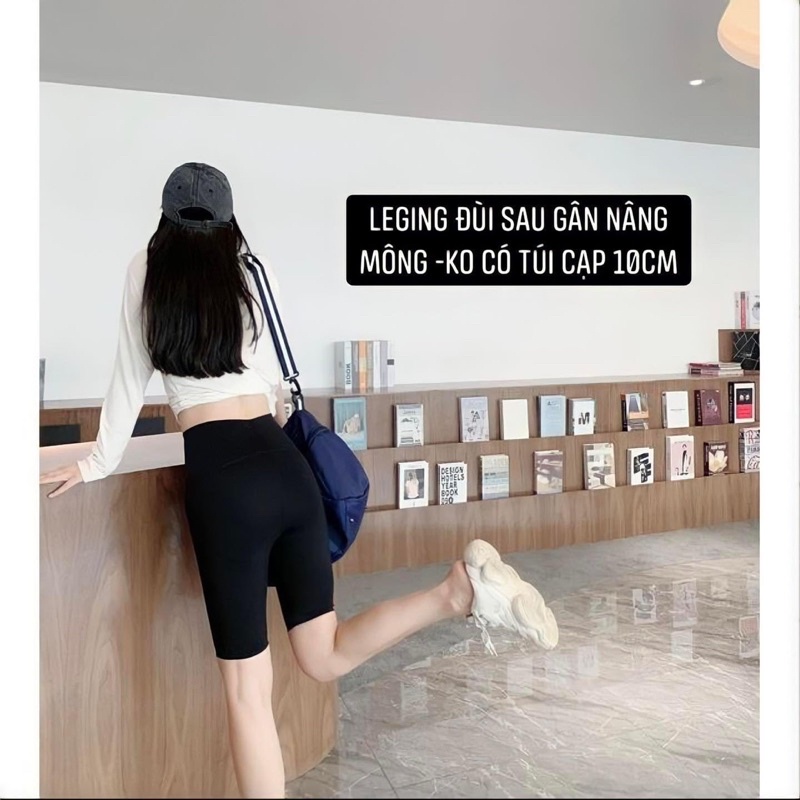 QUẦN LEGGING ĐÙI NỮ DÁNG BIKER, CẠP CAO 10CM GIẤU BỤNG, GÂN NÂNG MÔNG CHẤT COTTON CO GIÃN CAO CẤP
