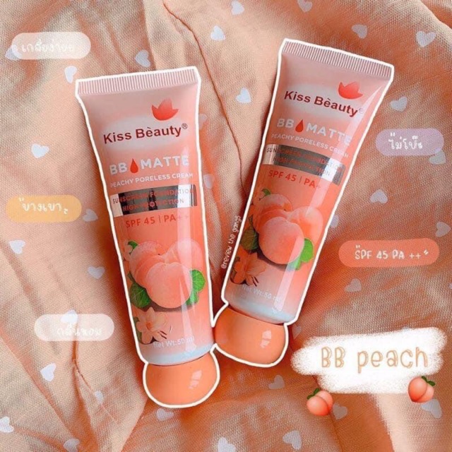 Kem nền BB 2in1 ĐÀO matte KISS BEAUTY SPF45 + che khuyết điểm