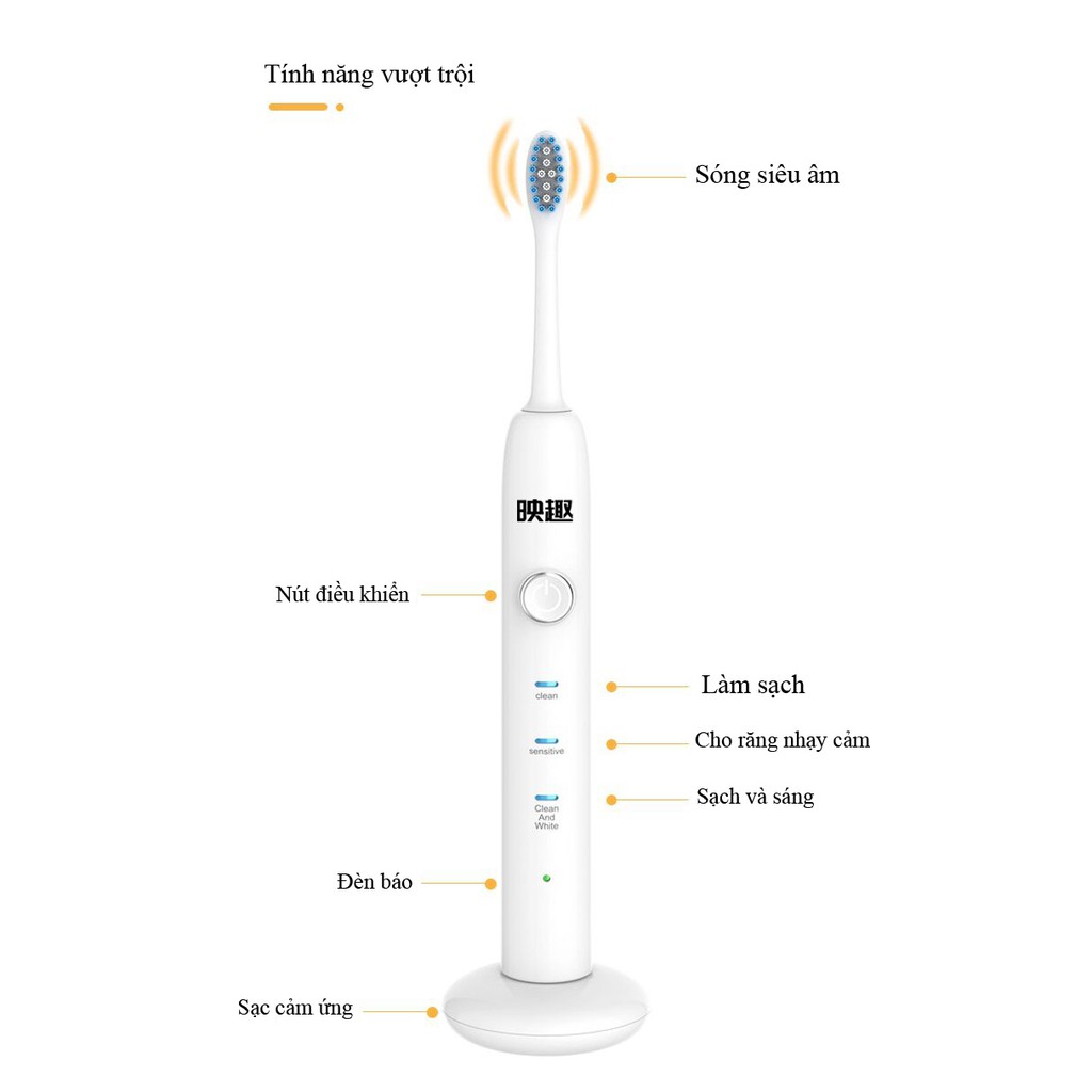 Bàn chải điện tự động cho người lớn Hàng TQ Nội Địa 3 chế độ chải sạch trắng răng