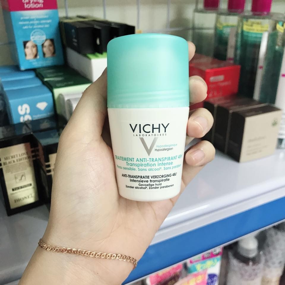 Lăn khử mùi Vichy khử mùi 48 giờ nắp xanh Traitement Anti-Transpirant 48h 50ml