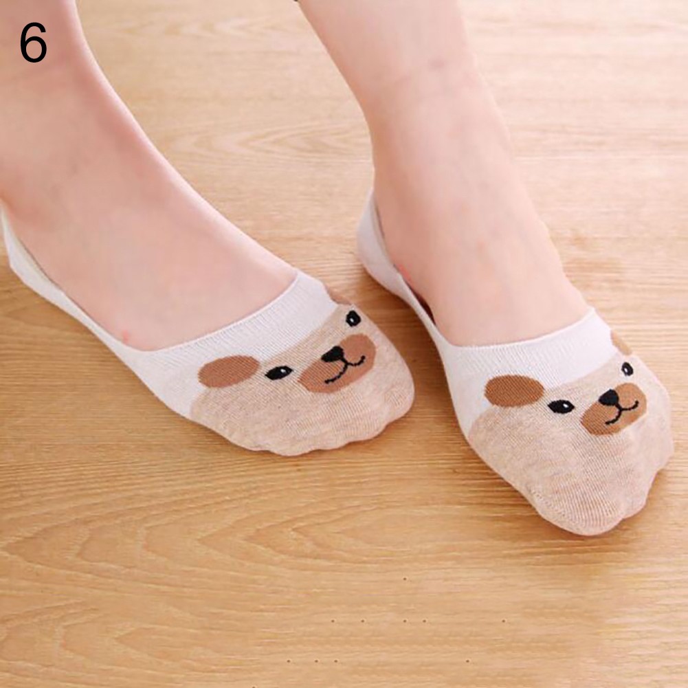 Vớ cotton cổ thấp chống trượt họa tiết các con vật đáng yêu dành cho nữ