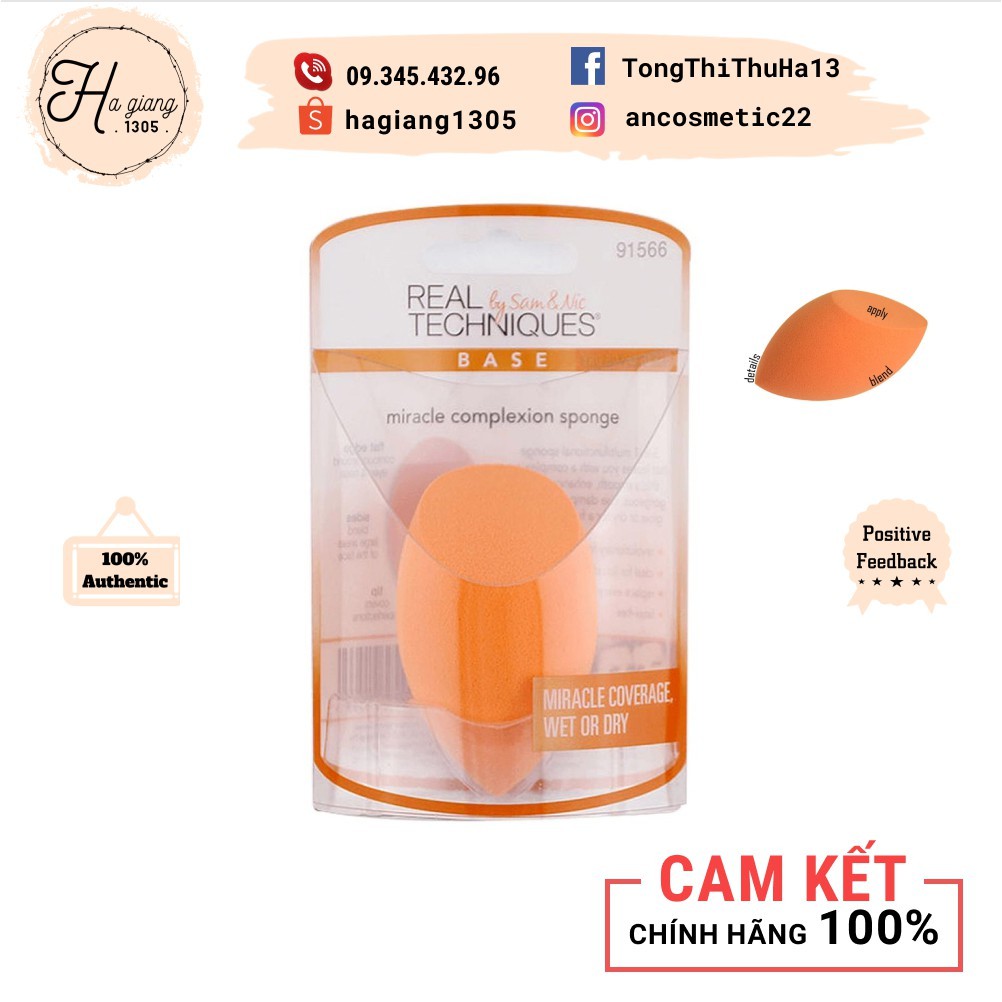 [Mẫu mới 2020] Mút Real Techniques, Mút tán nền Real Techniques Miracle Complexion Sponge