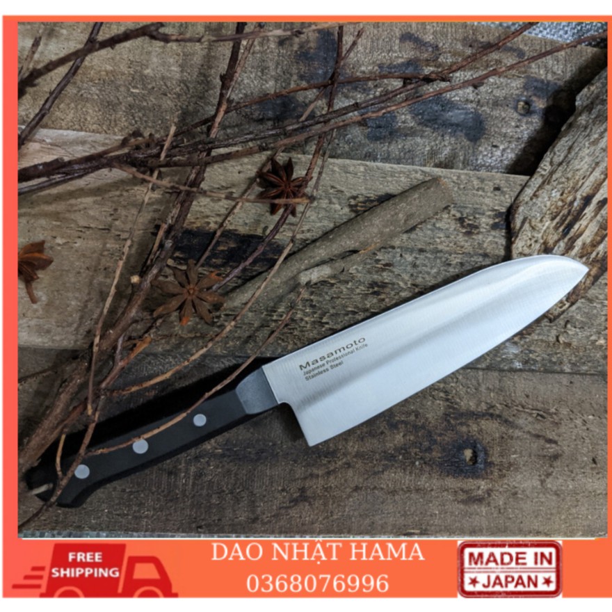 Dao thái Masamoto Santoku165 chuôi nhựa siêu sắc- 16,5cm