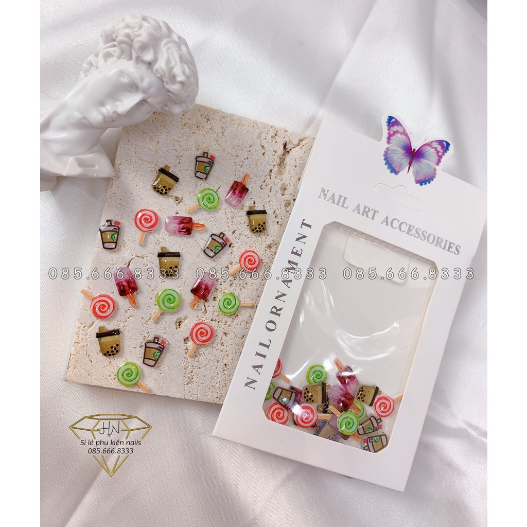 Set charm Trà sữa - trang trí móng tay