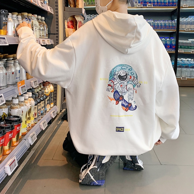 Áo khoác hoodie plus size in hình phi hành gia thời trang xuân thu mới 2021