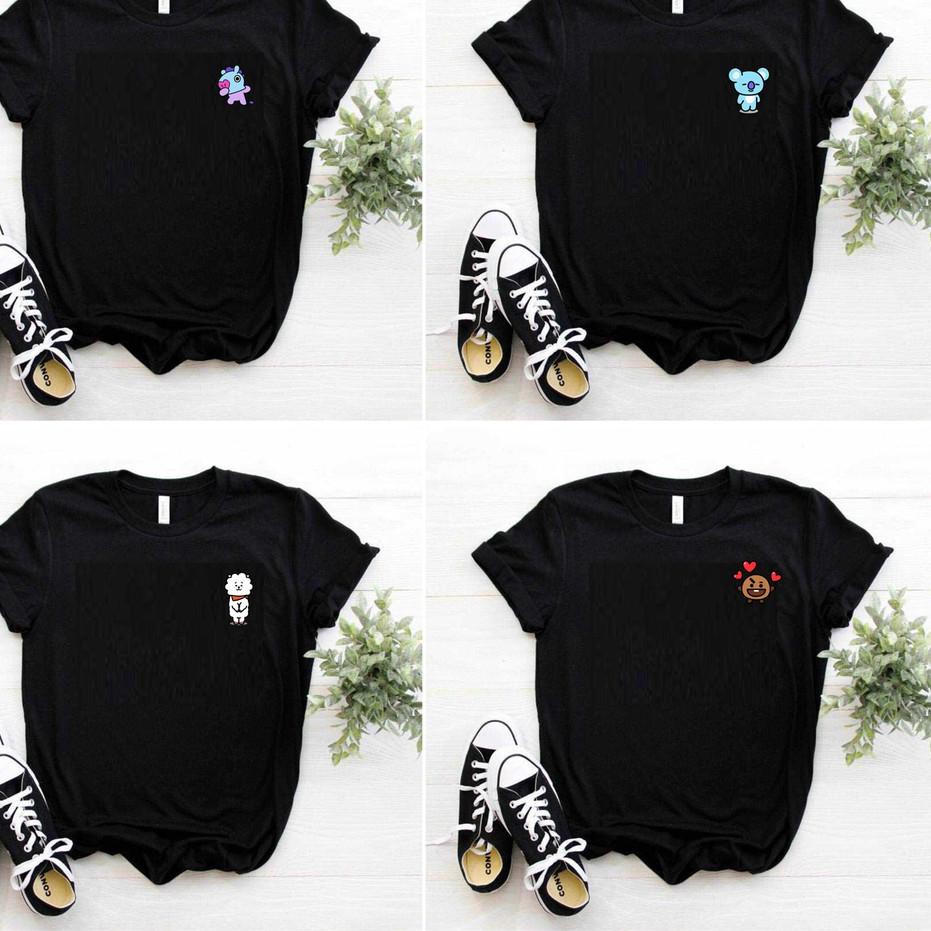 Áo Thun Cotton Dáng Ôm In Hình Code-288 Bts Bt21 All Member