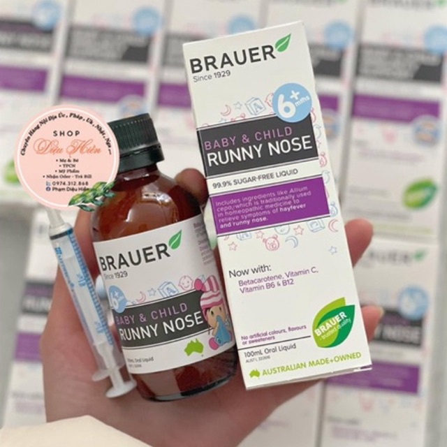 Siro Mũi họng Runny nose brauer 100ml Úc
