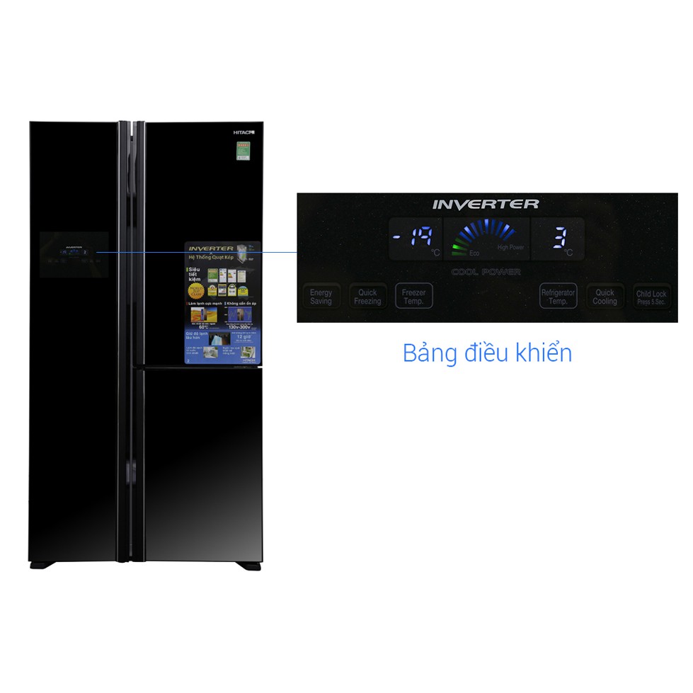 Tủ lạnh Hitachi R-FM800PGV2 (GBK) 600 lít(LH trực tiếp Shop giao hàng miễn phí tại Hà Nội)