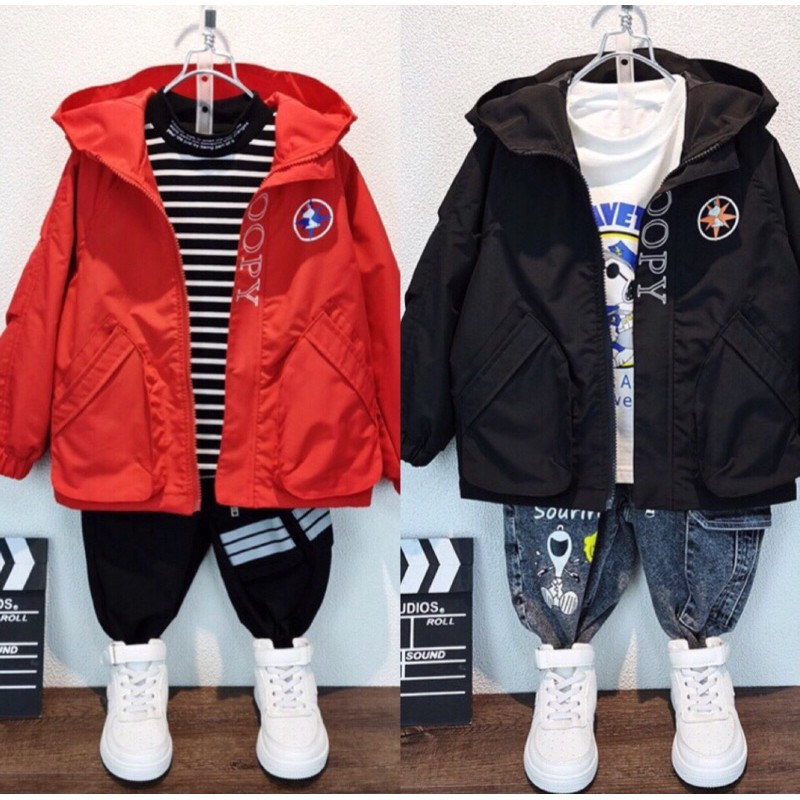 Áo khoác gió SNOOPY 2 lớp siêu dày cực ấm cho bé trai bé gái
