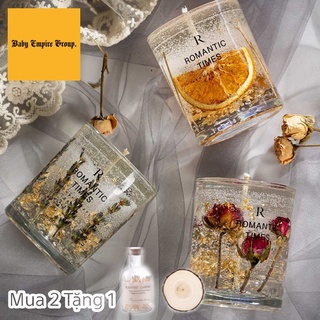 Nến thơm sáp thạch tinh dầu chứa hoa, trái cây khô an toàn romantic times.