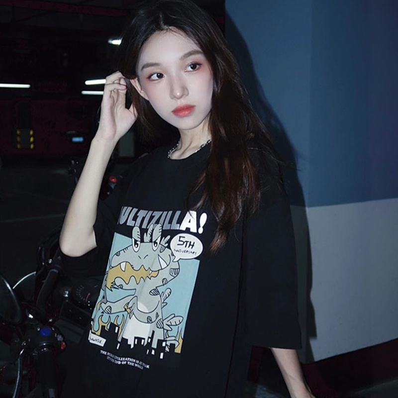 NRVP Áo Thun Nữ Oversize Cổ Tròn Thời Trang Hàn Quốc