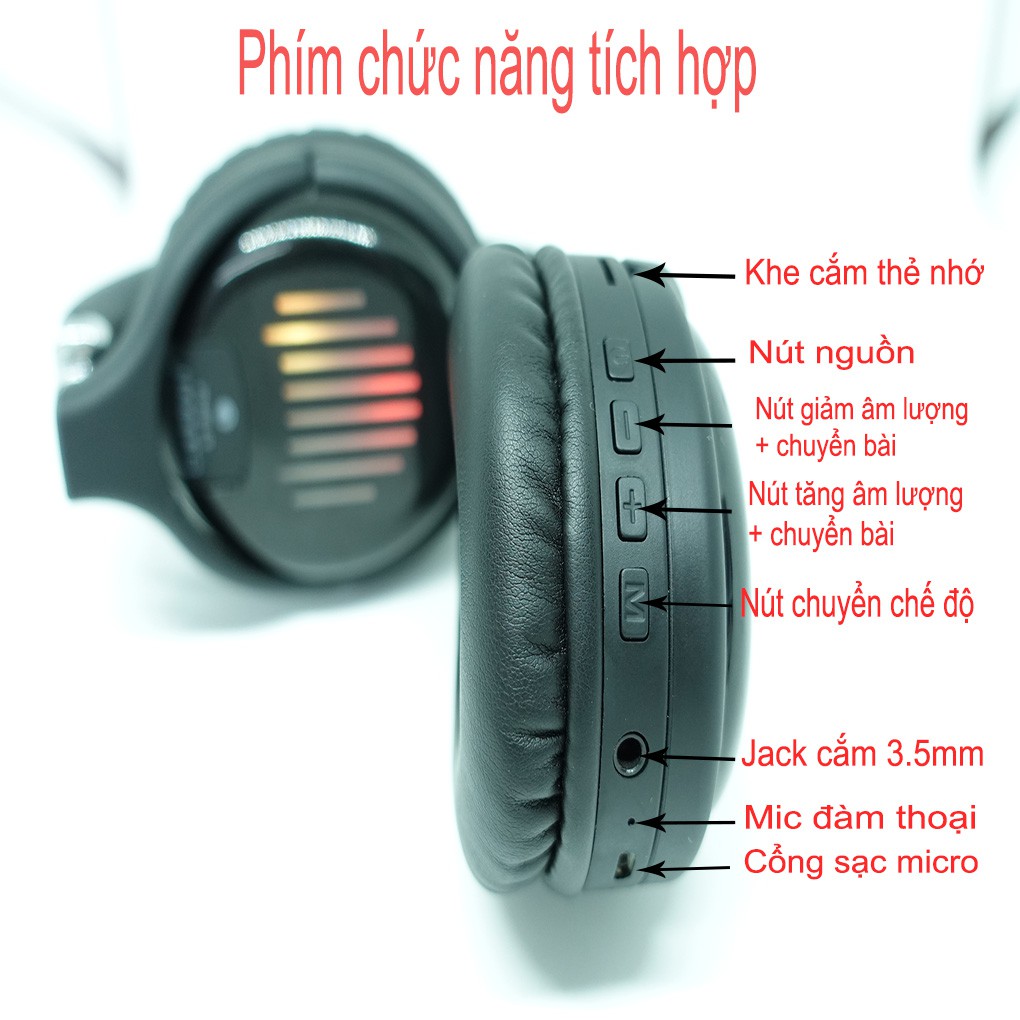 Tai nghe bluetooth chụp tai, headphone gaming không dây EARLDOM ETBH-42 âm bass ấn tượng chống ồn tốt đèn led cảm ứng