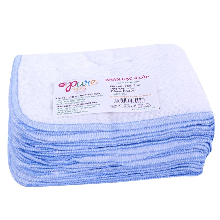 10 Cái Khăn Sữa Cho Bé Sơ Sinh 4 Lớp, Khăn Xô Mềm (1 gói )