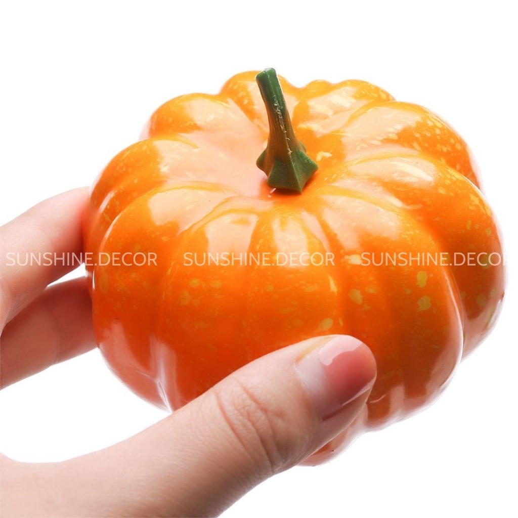 Quả bí ngô giả trang trí bình hoa, decor lễ hội Halloween