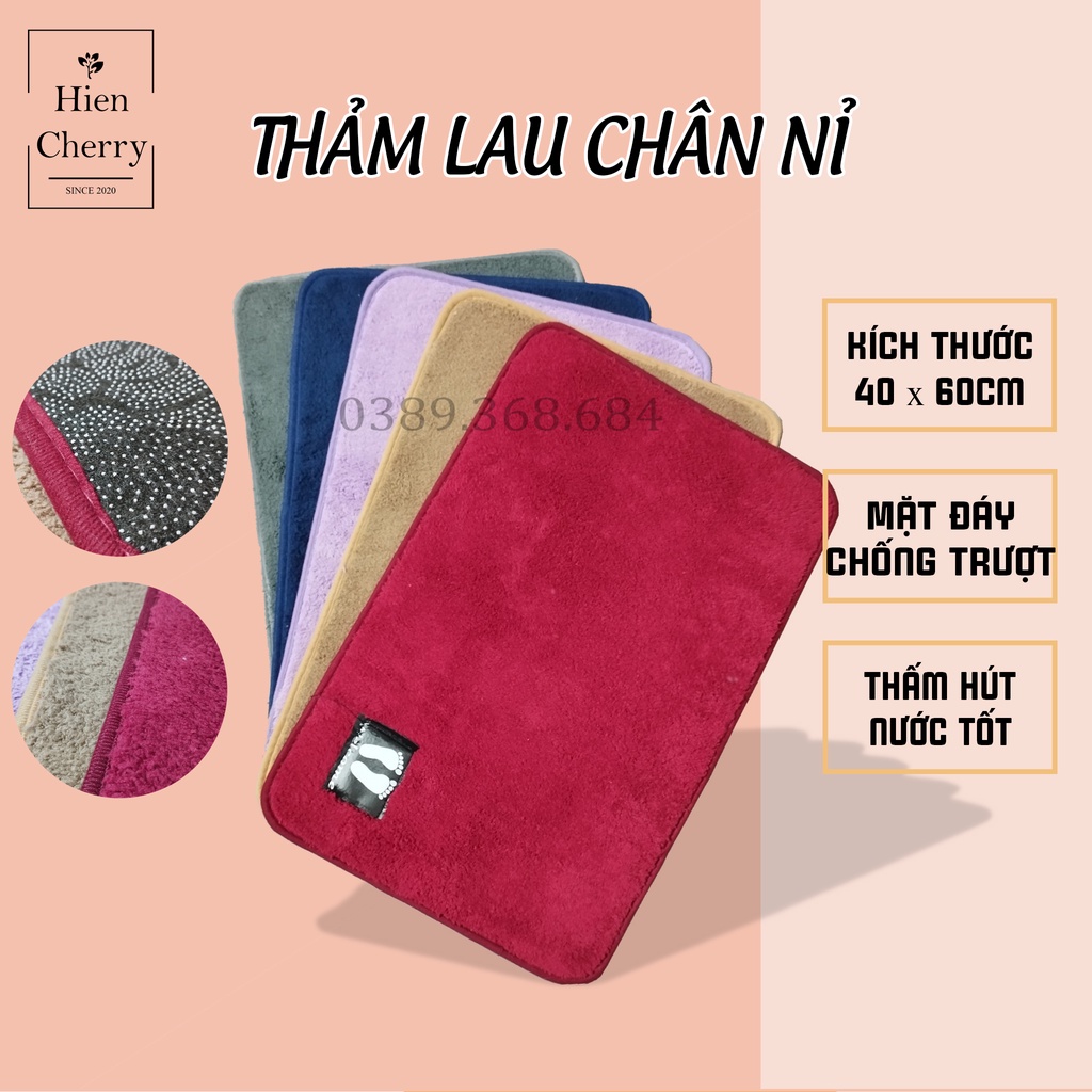 Thảm Lau Chân Chùi Chân Nhà Tắm chống trượt cao cấp  đế cao su, thảm lau chân nỉ hút nước, thảm 40 x 60 cm