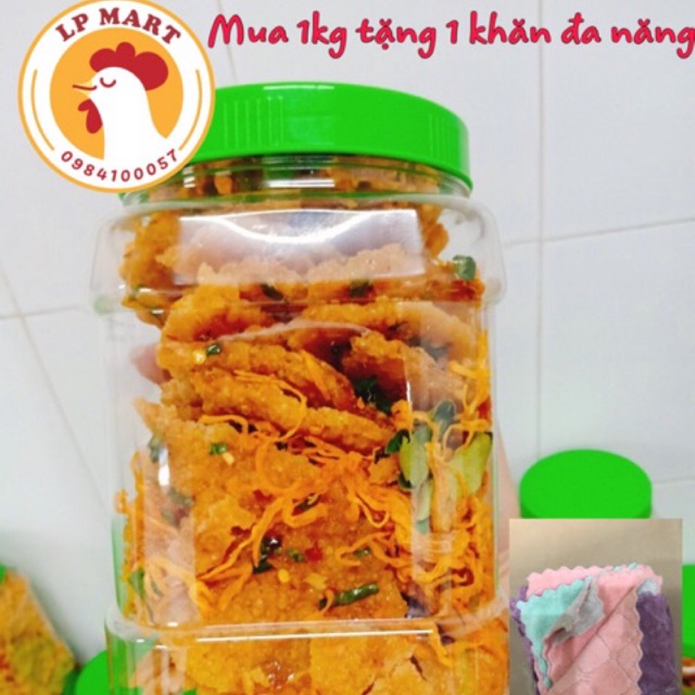 1kg Cơm cháy lắc khô gà lá chanh - hàng chuẩn ngon - date mới nhất - ảnh thật shop chụp - Mua 1kg tặng 1 khăn đa năng