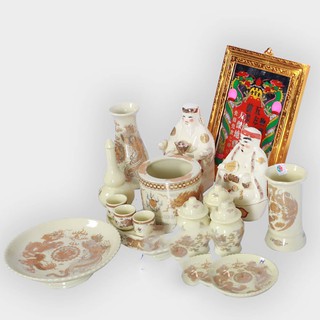 Com bo bộ đồ thờ ban thần tài màu ngà cho nhiều ban thờ (36 cm, 41 cm. 48 cm)