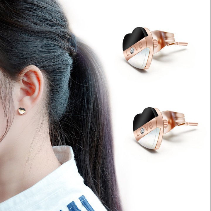 Bông Tai Trái Tim Love Titan Không Gỉ TT 1888