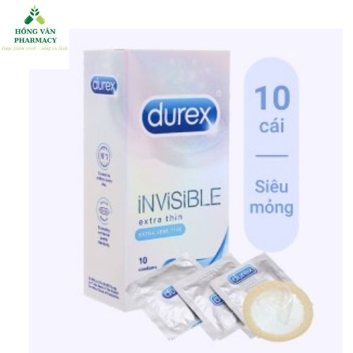 Bao cao su Durex INVISIBLE Siêu Mỏng (10Bao/hộp), Siêu mỏng cho cảm giác chân thật nhất (Có che tên khi giao hàng)