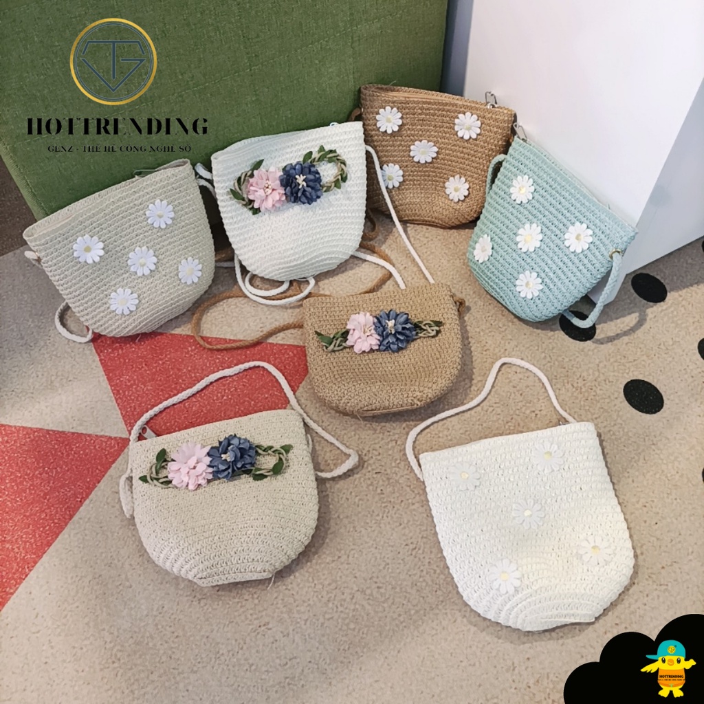 Túi Đeo Chéo Đi Biển Hình Bông Hoa Dễ Thương Cho Bé