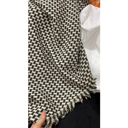 Dạ tweed nanh sói xanh phối trắng 180k/2m khổ 1,5