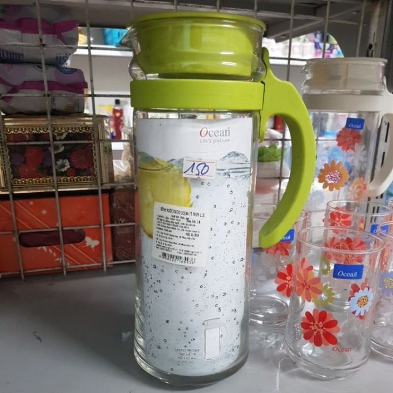 BÌNH NƯỚC THỦY TINH TRƠN OCEAN PATIO 1.3L